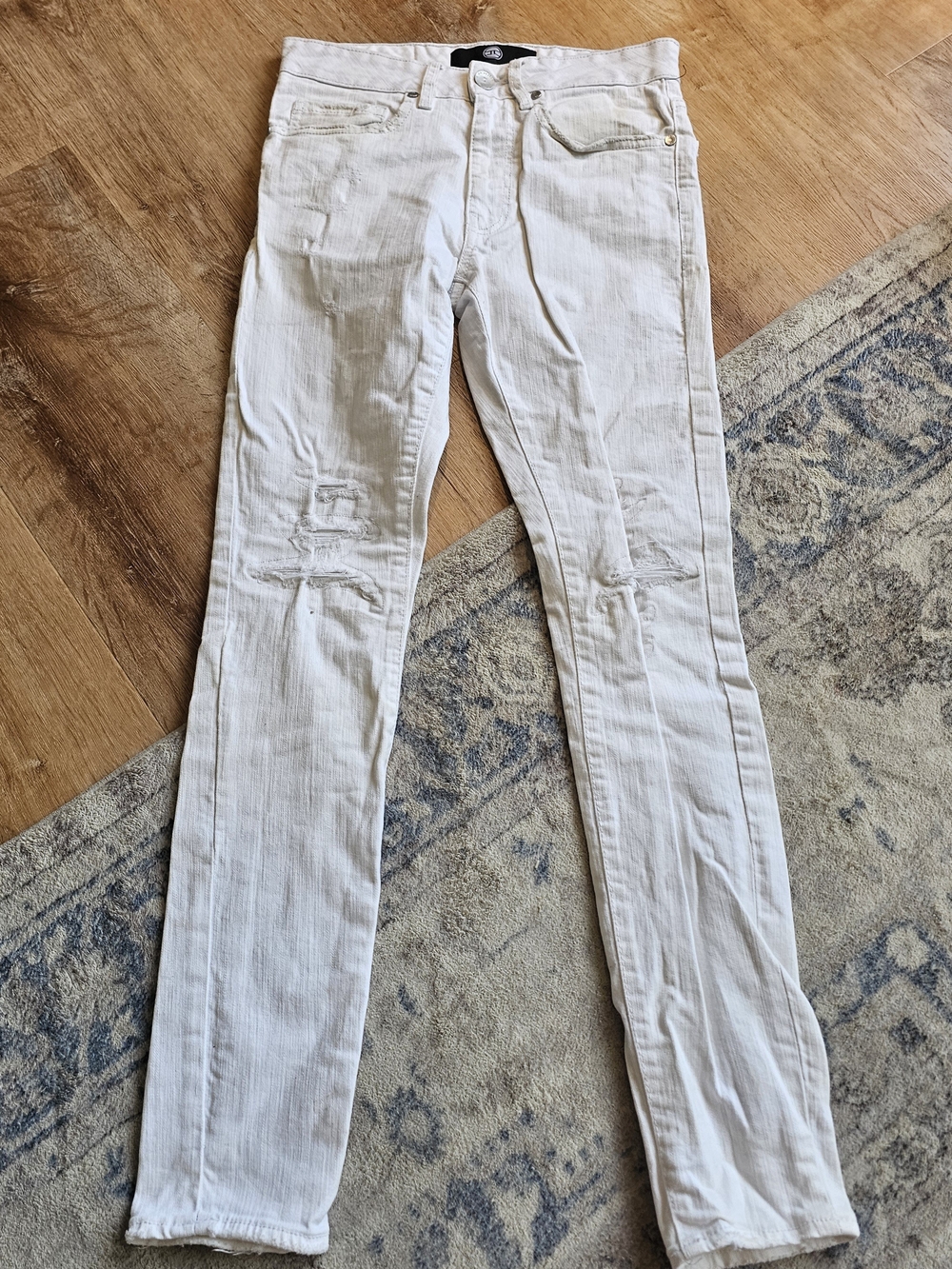 Jordan Craig "Martin" fit distressed white skinny jeans 30x32